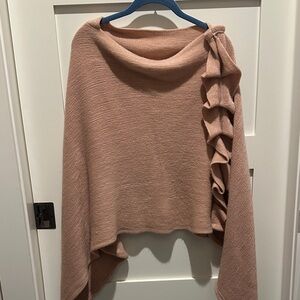 Elegant Pink Ruffle Sweater cape. Super soft and warm.